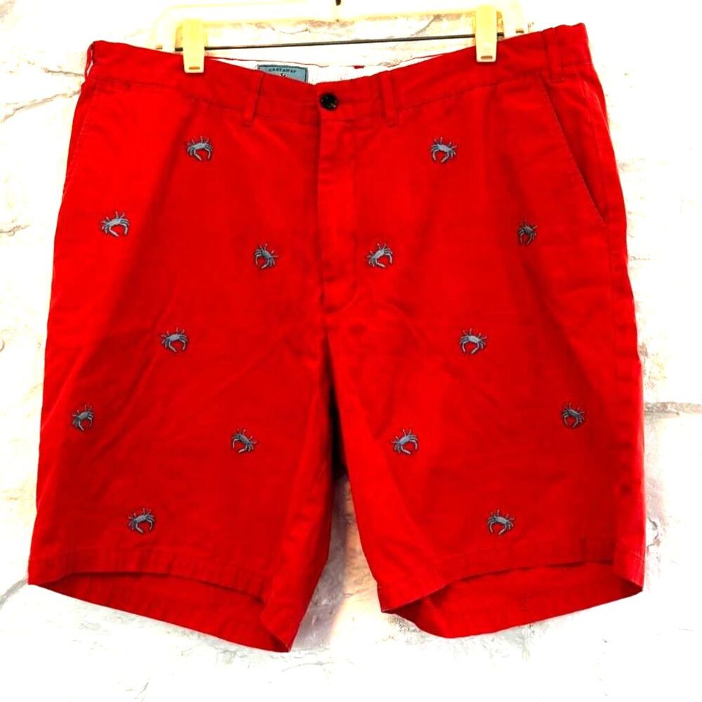 Castaway Clothing Co Embroidered Crab Shorts Mens 38 Coastal Prep Nautical Chino